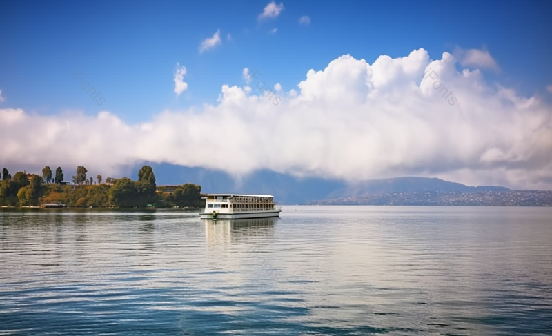 蓝天白云一艘三层邮轮风景摄影背景,高清,摄影图,摄影图片,图片大全,摄影图免费下载